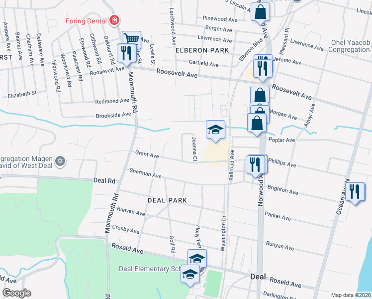 map of restaurants, bars, coffee shops, grocery stores, and more near 4 Joanna Court in Deal