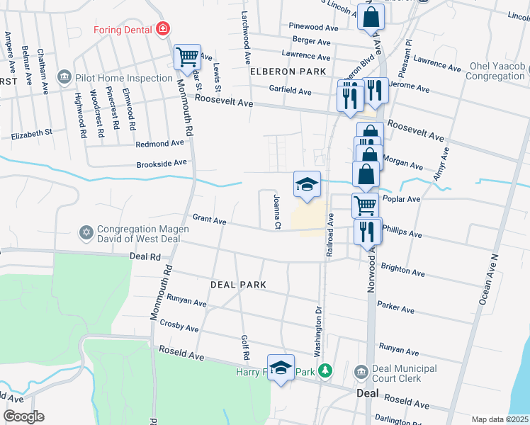 map of restaurants, bars, coffee shops, grocery stores, and more near 4 Joanna Court in Deal