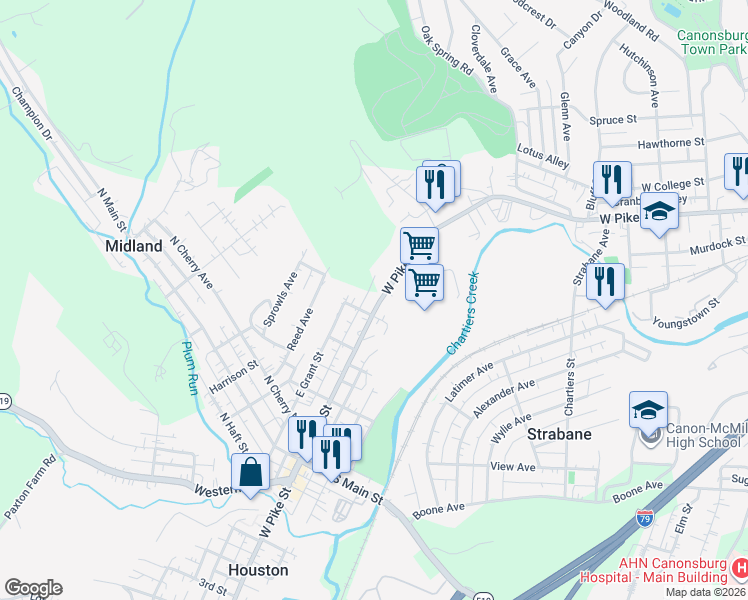 map of restaurants, bars, coffee shops, grocery stores, and more near 353 East Pike Street in Houston