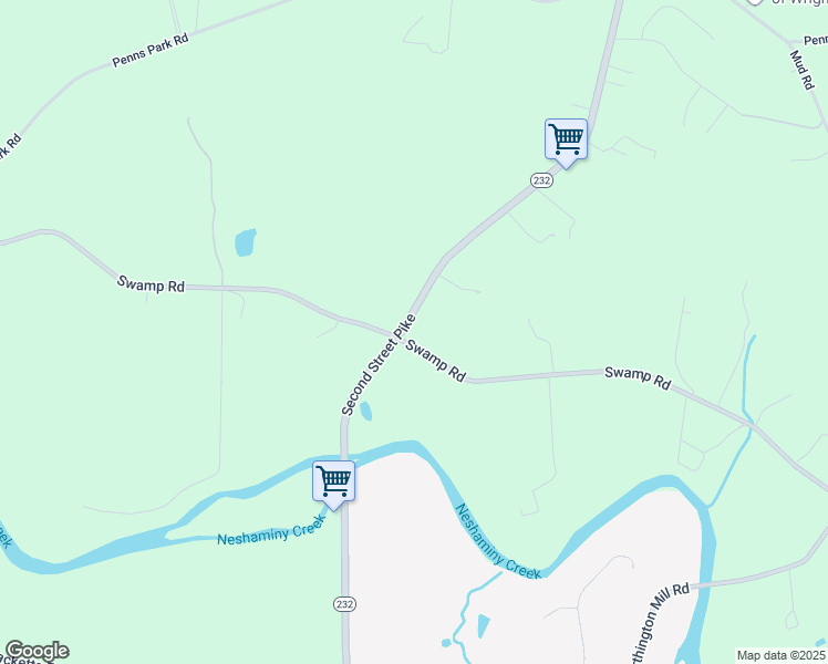 map of restaurants, bars, coffee shops, grocery stores, and more near 2105 2nd Street Pike in Newtown