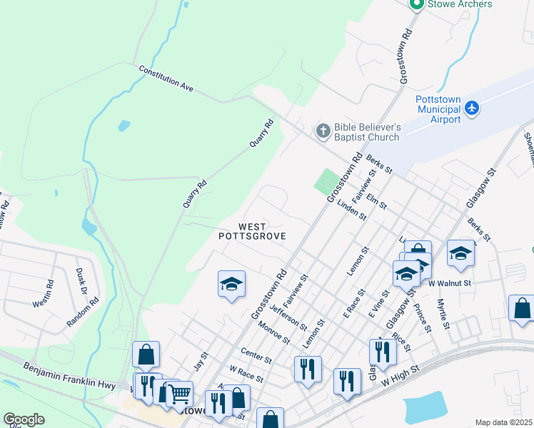 map of restaurants, bars, coffee shops, grocery stores, and more near 7 Evergreen Road in Stowe