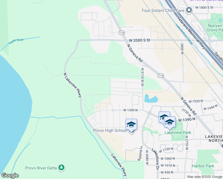 map of restaurants, bars, coffee shops, grocery stores, and more near 3343 West 1670 North in Provo