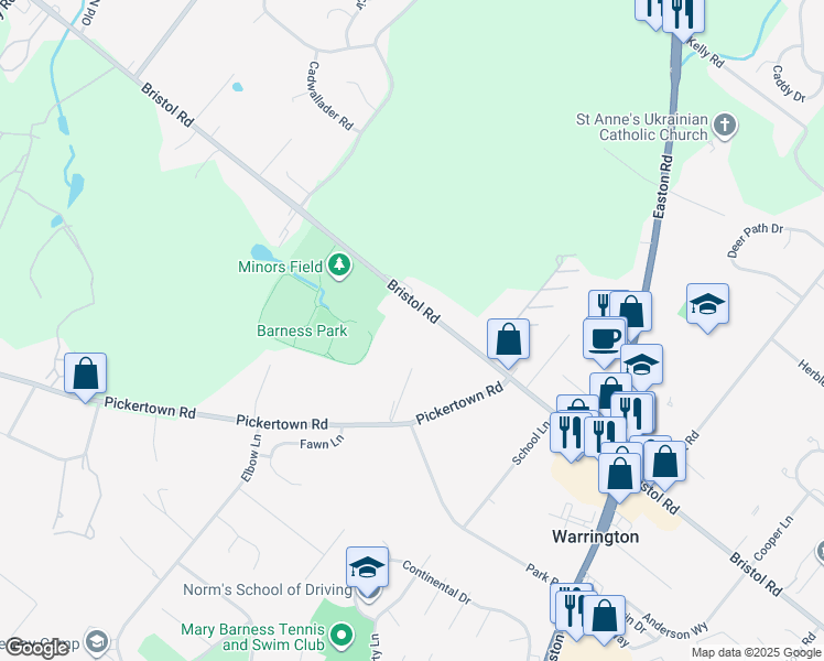 map of restaurants, bars, coffee shops, grocery stores, and more near 2644 Bristol Road in Warrington