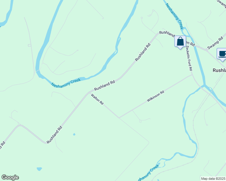 map of restaurants, bars, coffee shops, grocery stores, and more near 2943 Rushland Road in Jamison
