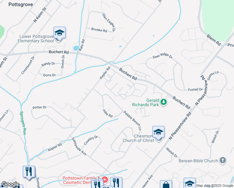 map of restaurants, bars, coffee shops, grocery stores, and more near 2003 Walnut Ridge Drive in Pottstown