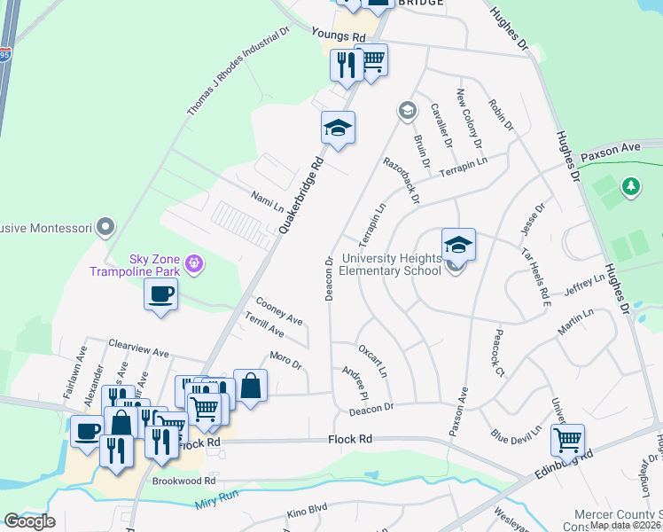 map of restaurants, bars, coffee shops, grocery stores, and more near 71 Deacon Drive in Hamilton Township