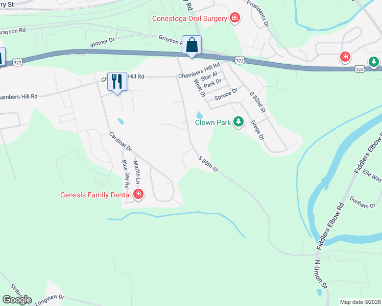 map of restaurants, bars, coffee shops, grocery stores, and more near 722 Felty Drive in Harrisburg