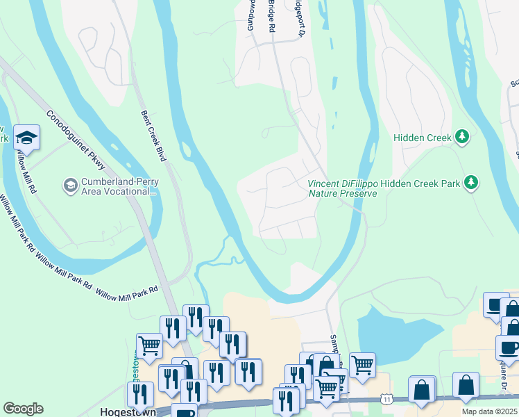 map of restaurants, bars, coffee shops, grocery stores, and more near 42 Bethpage Drive in Mechanicsburg