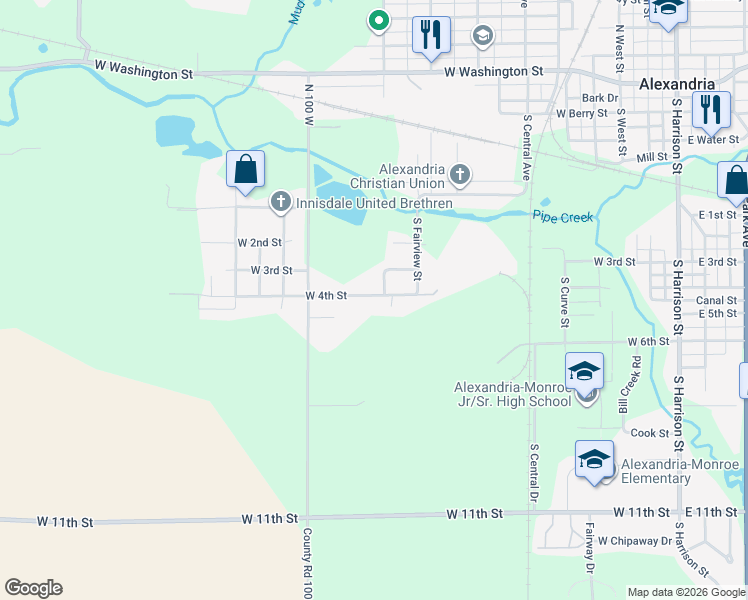 map of restaurants, bars, coffee shops, grocery stores, and more near 905 West 4th Street in Alexandria