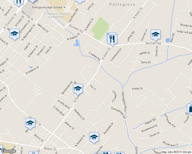 map of restaurants, bars, coffee shops, grocery stores, and more near 1009 Timber Ln in Pottstown