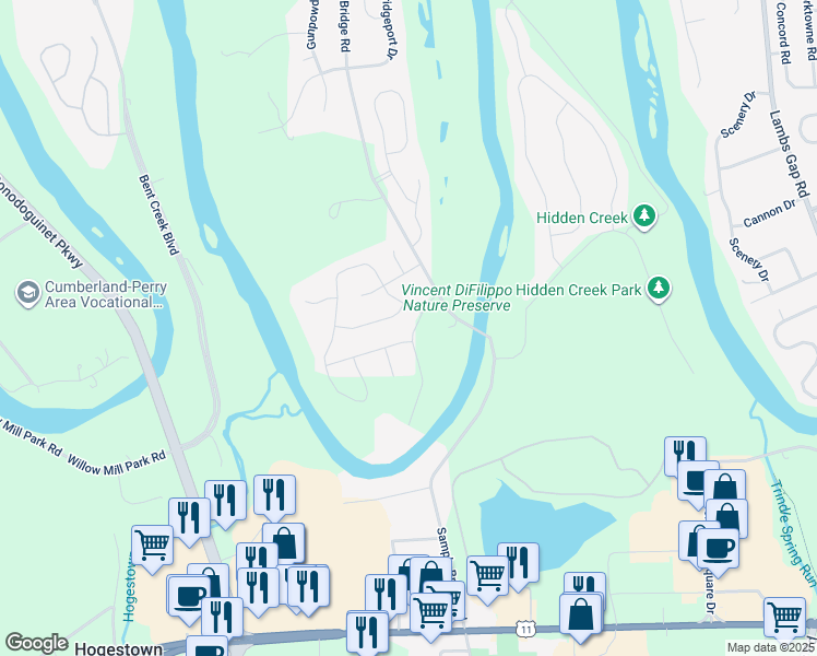 map of restaurants, bars, coffee shops, grocery stores, and more near 8 Tanglewood Drive in Mechanicsburg