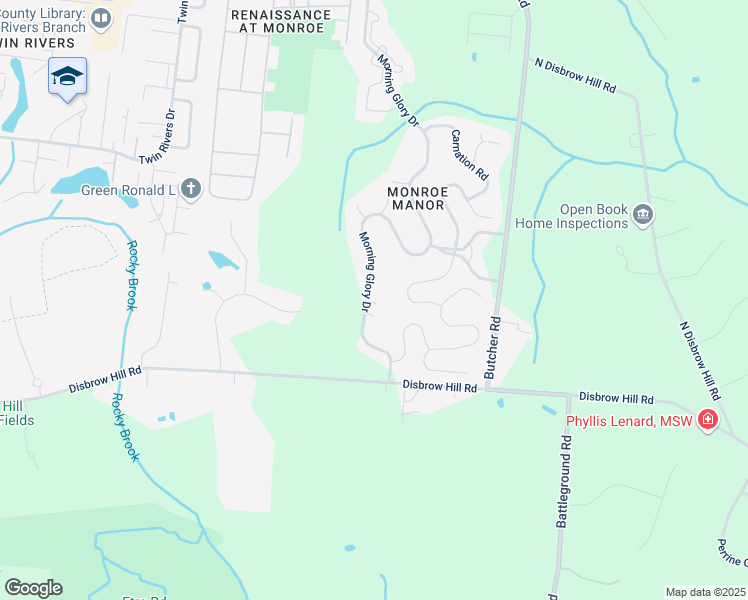map of restaurants, bars, coffee shops, grocery stores, and more near 448 Morning Glory Drive in Monroe Township