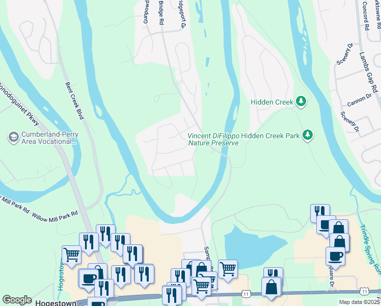 map of restaurants, bars, coffee shops, grocery stores, and more near 8 Tanglewood Drive in Mechanicsburg