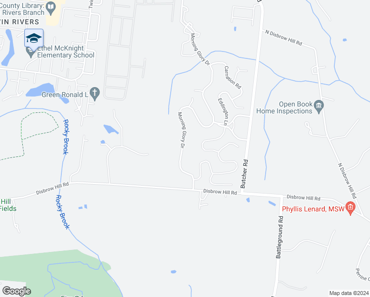 map of restaurants, bars, coffee shops, grocery stores, and more near 448 Morning Glory Drive in Monroe Township