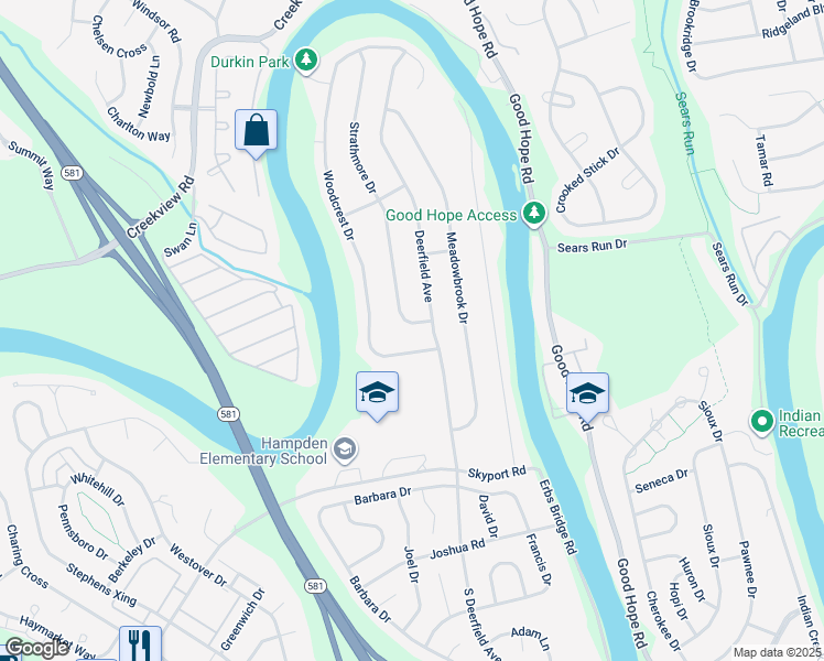 map of restaurants, bars, coffee shops, grocery stores, and more near 5232 Strathmore Drive in Mechanicsburg