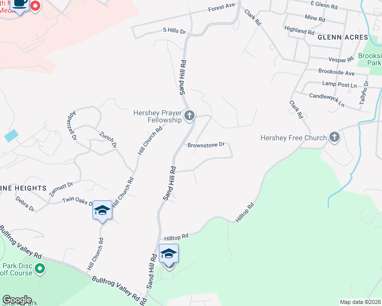 map of restaurants, bars, coffee shops, grocery stores, and more near 8 Brownstone Dr in Hershey