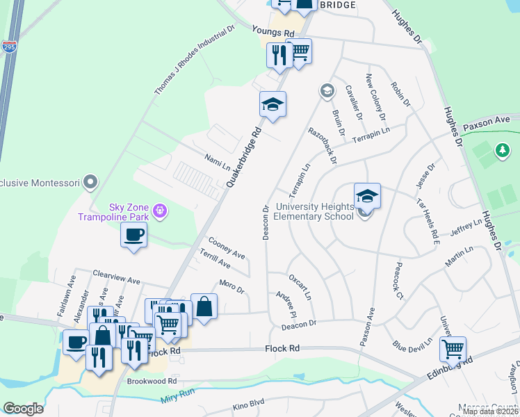 map of restaurants, bars, coffee shops, grocery stores, and more near 71 Deacon Drive in Hamilton Township