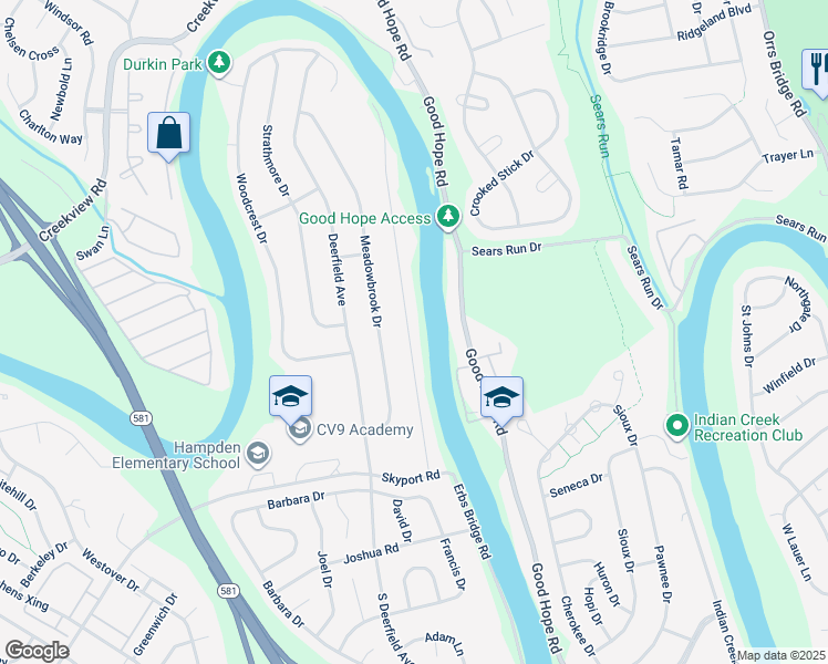 map of restaurants, bars, coffee shops, grocery stores, and more near 5231 Terrace Road in Mechanicsburg