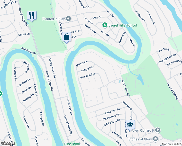 map of restaurants, bars, coffee shops, grocery stores, and more near 825 Briarwood Lane in Camp Hill
