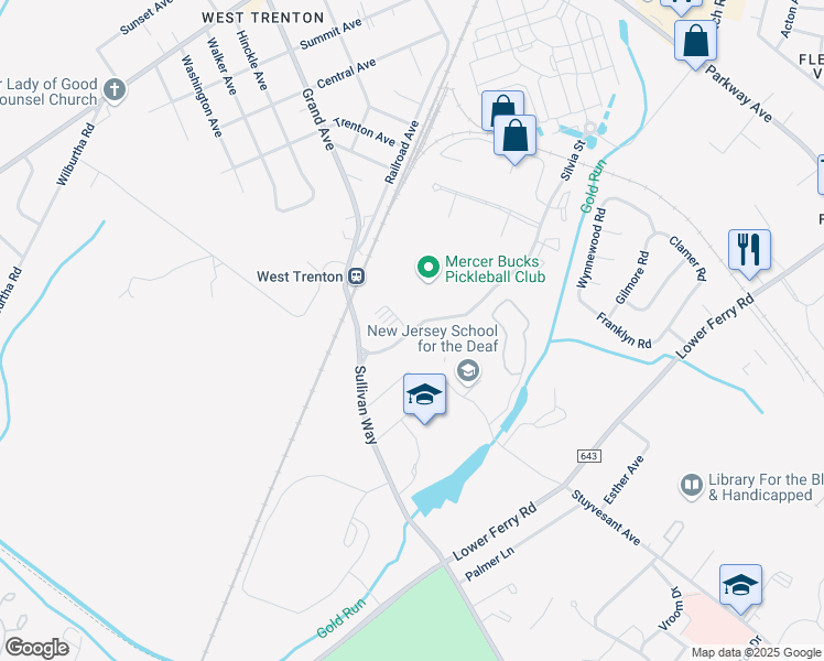 map of restaurants, bars, coffee shops, grocery stores, and more near 431 Silvia Street in Ewing Township