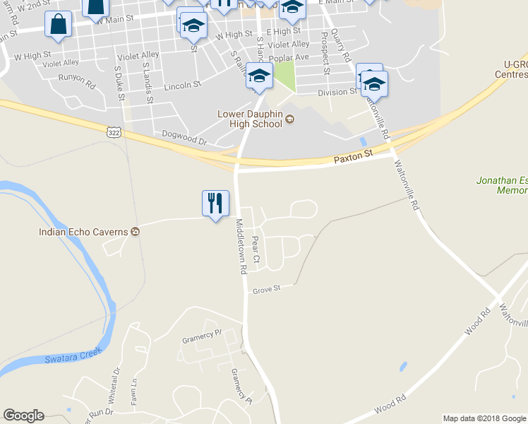 map of restaurants, bars, coffee shops, grocery stores, and more near 372 Jonathan Court in Hummelstown