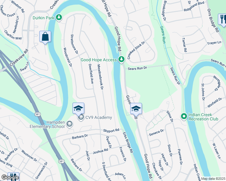 map of restaurants, bars, coffee shops, grocery stores, and more near 5231 Terrace Road in Mechanicsburg
