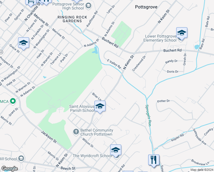 map of restaurants, bars, coffee shops, grocery stores, and more near 993 North Keim Street in Pottstown