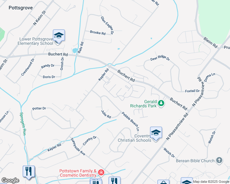 map of restaurants, bars, coffee shops, grocery stores, and more near 1904 Walnut Ridge Drive in Pottstown