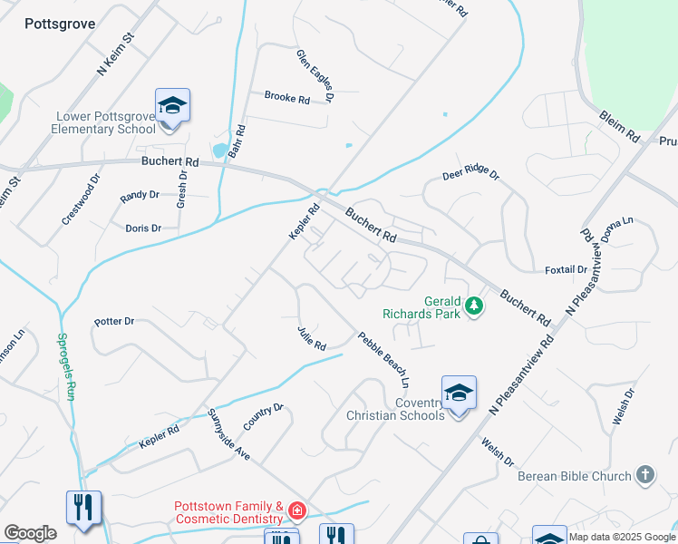 map of restaurants, bars, coffee shops, grocery stores, and more near 1904 Walnut Ridge Drive in Pottstown