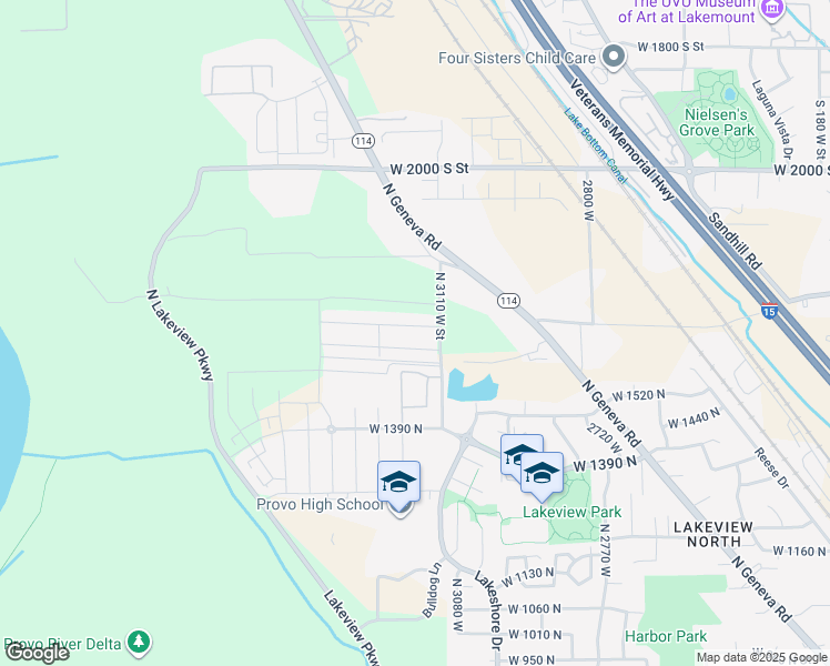 map of restaurants, bars, coffee shops, grocery stores, and more near 3157 West 1690 North in Provo