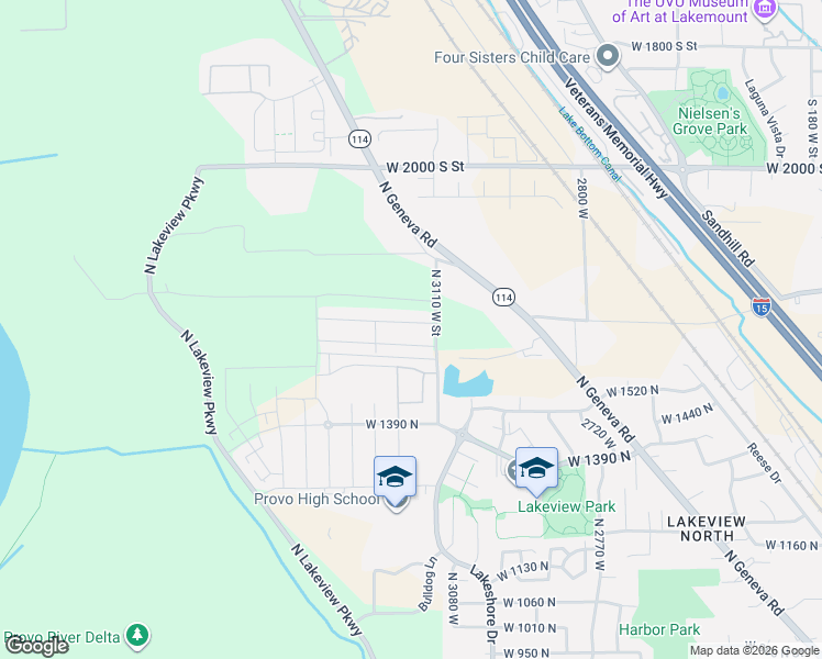 map of restaurants, bars, coffee shops, grocery stores, and more near 3157 West 1690 North in Provo