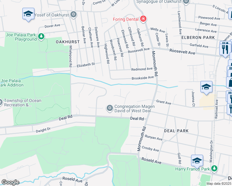map of restaurants, bars, coffee shops, grocery stores, and more near 8 Vineberg Court in Monmouth County