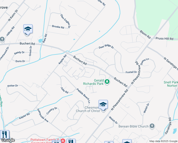 map of restaurants, bars, coffee shops, grocery stores, and more near 3504 Walnut Ridge Drive in Pottstown
