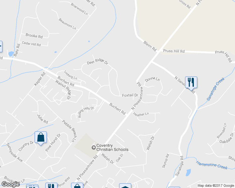 map of restaurants, bars, coffee shops, grocery stores, and more near 2162 Deer Ridge Drive in Sanatoga