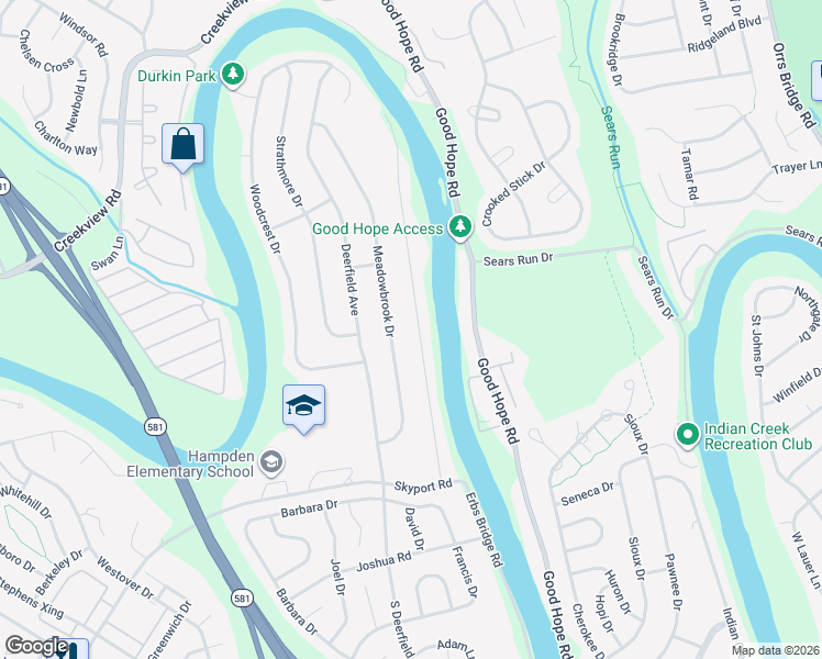 map of restaurants, bars, coffee shops, grocery stores, and more near 5228 Terrace Road in Mechanicsburg
