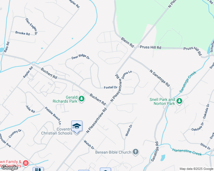 map of restaurants, bars, coffee shops, grocery stores, and more near 2177 Foxtail Drive in Sanatoga
