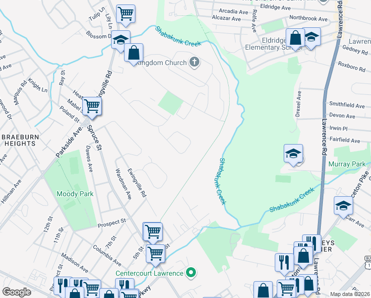map of restaurants, bars, coffee shops, grocery stores, and more near 32 Hardwick Drive in Ewing Township