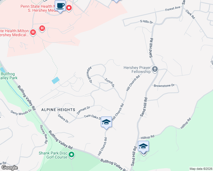 map of restaurants, bars, coffee shops, grocery stores, and more near 660 Appenzell Drive in Hummelstown