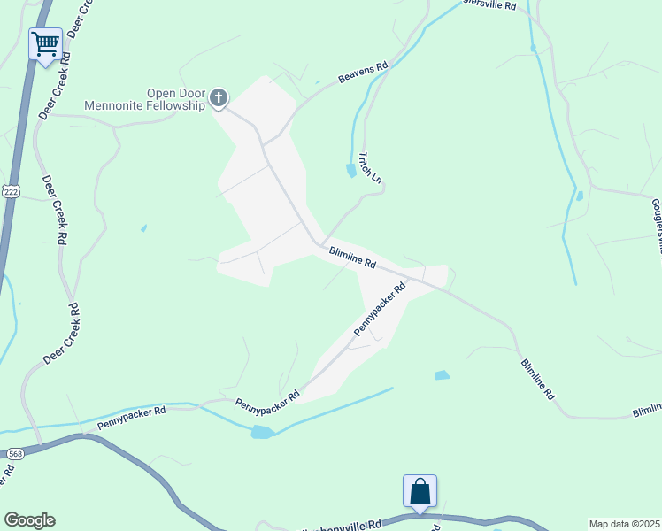 map of restaurants, bars, coffee shops, grocery stores, and more near 284 Blimline Road in Mohnton