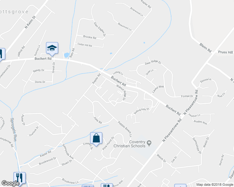map of restaurants, bars, coffee shops, grocery stores, and more near 2507 Walnut Ridge Drive in Pottstown
