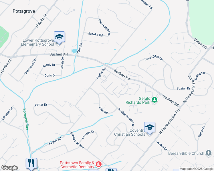 map of restaurants, bars, coffee shops, grocery stores, and more near 1007 Walnut Ridge Drive in Pottstown