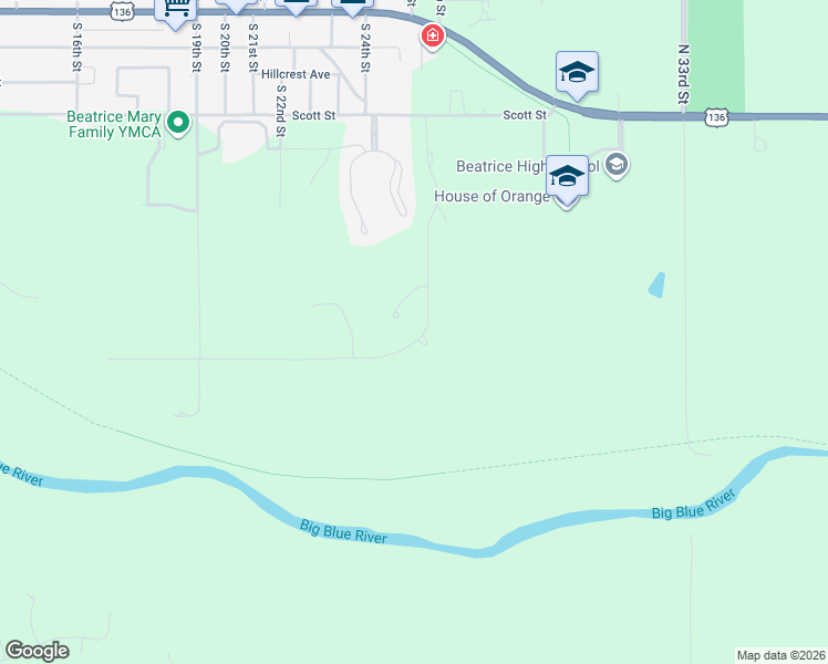map of restaurants, bars, coffee shops, grocery stores, and more near 811 Quail Ridge Circle in Beatrice