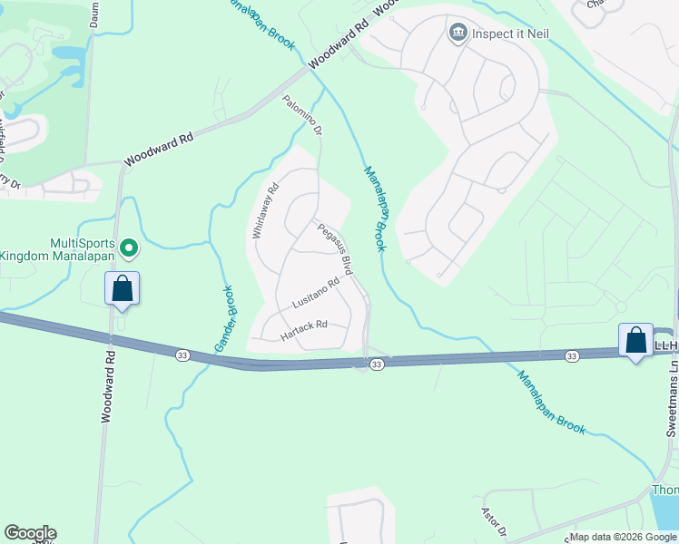 map of restaurants, bars, coffee shops, grocery stores, and more near 20 Arcaro Road in Manalapan Township