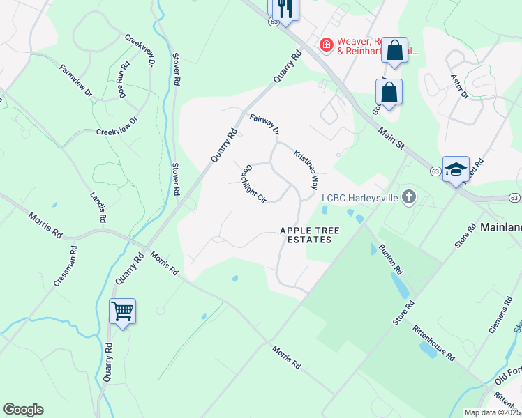 map of restaurants, bars, coffee shops, grocery stores, and more near 461 Coachlight Circle in Montgomery County