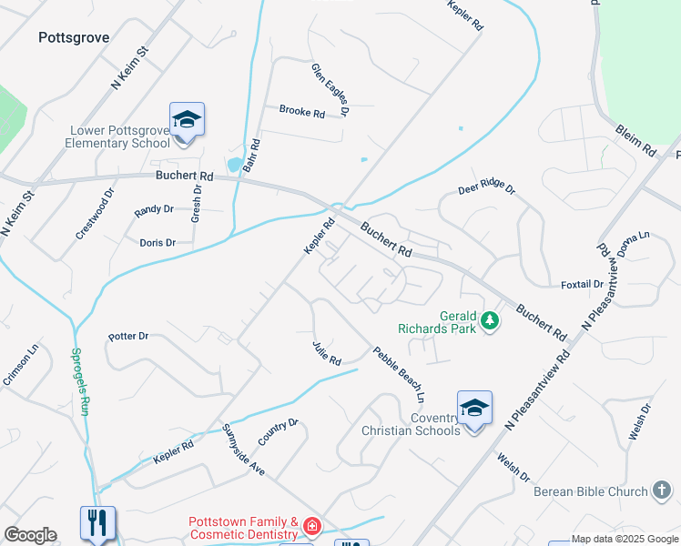 map of restaurants, bars, coffee shops, grocery stores, and more near 1009 Walnut Ridge Drive in Pottstown