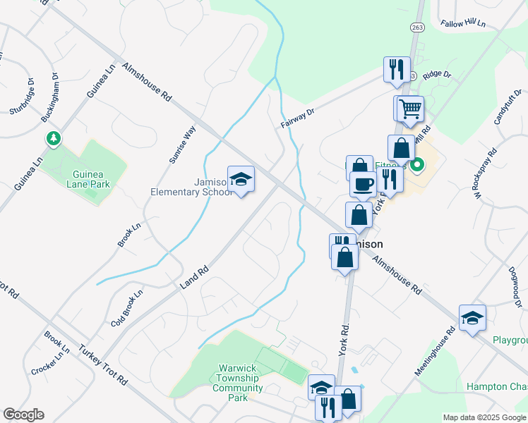 map of restaurants, bars, coffee shops, grocery stores, and more near 2012 Fairmount Drive in Jamison