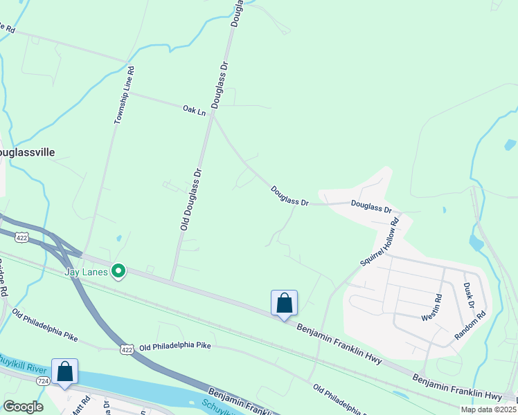 map of restaurants, bars, coffee shops, grocery stores, and more near 298 Douglass Drive in Douglassville