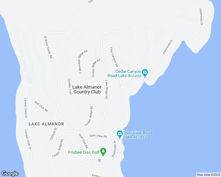 map of restaurants, bars, coffee shops, grocery stores, and more near 728 Lake Ridge Road in Lake Almanor Country Club