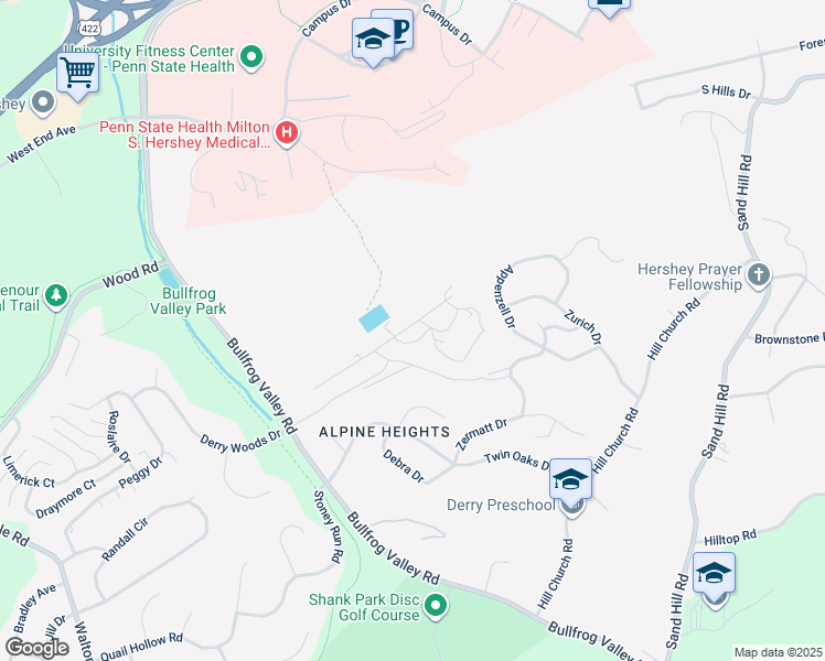 map of restaurants, bars, coffee shops, grocery stores, and more near 112 High Pointe Drive in Hummelstown