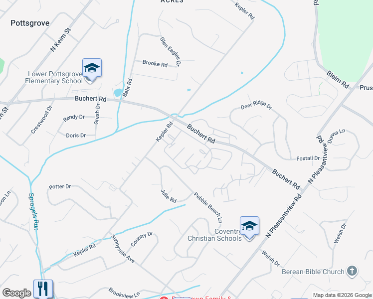 map of restaurants, bars, coffee shops, grocery stores, and more near 1508 Walnut Ridge Drive in Pottstown